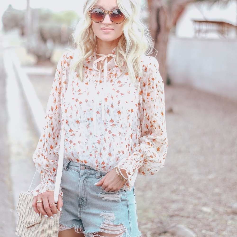 Floral Pleated Chiffon ChicWish Top